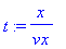 t := x/vx