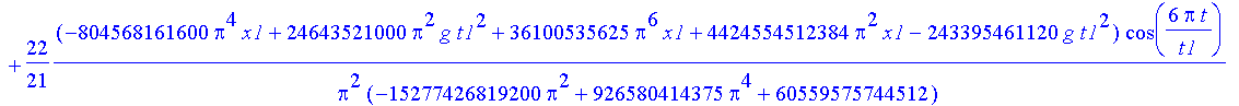100/441*(10292984717400*Pi^6*x1-168385832681472*Pi^4*x1+659706976665600*Pi^2*x1-269652590936064*Pi^2*g*t1^2+1069824813826048*g*t1^2+16344878509575*Pi^4*g*t1^2)/Pi^3/(-15277426819200*Pi^2+926580414375*P...