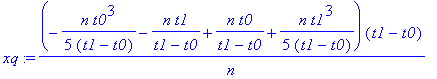 xq := (-1/5/(t1-t0)*n*t0^3-1/(t1-t0)*n*t1+1/(t1-t0)*n*t0+1/5/(t1-t0)*n*t1^3)*(t1-t0)/n