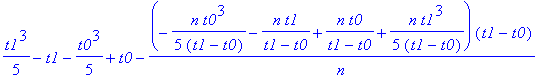 1/5*t1^3-t1-1/5*t0^3+t0-(-1/5/(t1-t0)*n*t0^3-1/(t1-t0)*n*t1+1/(t1-t0)*n*t0+1/5/(t1-t0)*n*t1^3)*(t1-t0)/n
