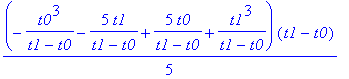1/5*(-1/(t1-t0)*t0^3-5/(t1-t0)*t1+5/(t1-t0)*t0+1/(t1-t0)*t1^3)*(t1-t0)