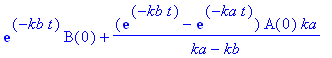 exp(-kb*t)*B(0)+(exp(-kb*t)-exp(-ka*t))/(ka-kb)*A(0)*ka