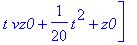[x0+1/16*(-4*vx0-10)*sinh((-4)^(1/2)*t)*(-4)^(1/2)-5/2*t-1/2*vy0*cosh((-4)^(1/2)*t)+1/2*vy0, -1/4*sinh((-4)^(1/2)*t)*(-4)^(1/2)*vy0+y0+5/4*cosh((-4)^(1/2)*t)-5/4+1/2*vx0*cosh((-4)^(1/2)*t)-1/2*vx0, t*v...
