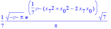 1/7*1/Pi*(-c*Pi)^(1/2)*exp(1/7*c*(x[7]^2+x[0]^2-2*x[7]*x[0]))*7^(1/2)