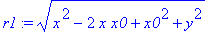 r1 := (x^2-2*x*x0+x0^2+y^2)^(1/2)