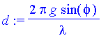 d := 2*Pi/lambda*g*sin(phi)