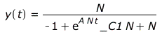 y(t) = `/`(`*`(N), `*`(`+`(`-`(1), `*`(exp(`*`(A, `*`(N, `*`(t)))), `*`(_C1, `*`(N))), N)))