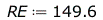 Typesetting:-mprintslash([RE := 149.6], [149.6])