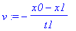 v := -(x0-x1)/t1