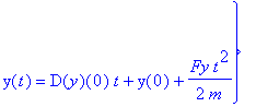 {z(t) = D(z)(0)*t+z(0)+1/2*Fz*t^2/m, x(t) = Fx+(x(0)-Fx)*cosh(1/2*t/m*(1-4*m)^(1/2))*exp(-1/2*t/m)+(2*m*D(x)(0)+x(0)-Fx)/(1-4*m)^(1/2)*sinh(1/2*t/m*(1-4*m)^(1/2))*exp(-1/2*t/m), y(t) = D(y)(0)*t+y(0)+1...
