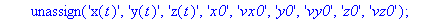 newton := proc (F) global r, v, a, xx, yy, zz, rf, vf, af, sol, sys; unassign('x(t)','y(t)','z(t)','x0','vx0','y0','vy0','z0','vz0'); r := linalg:-vector([x(t), y(t), z(t)]); v := map(diff,r,t); a := m...